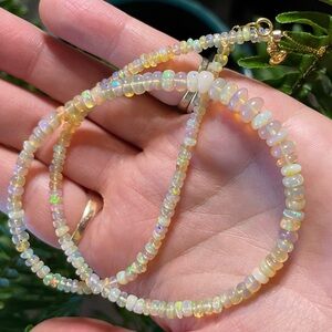 Solid Gold Beaded Opal Necklace